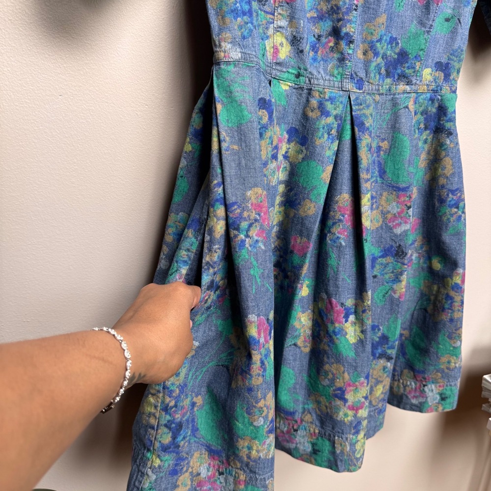 Gap Y2K Floral Mini Dress 0 Festival Cottage Goblincore Granny Garden Fairy Boho - Picture 8 of 11